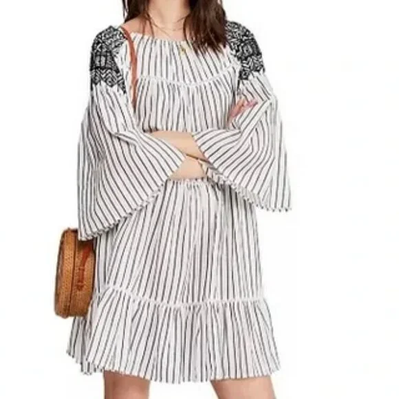 Free People Women Lola Embroidered Mini Dress - Black - S